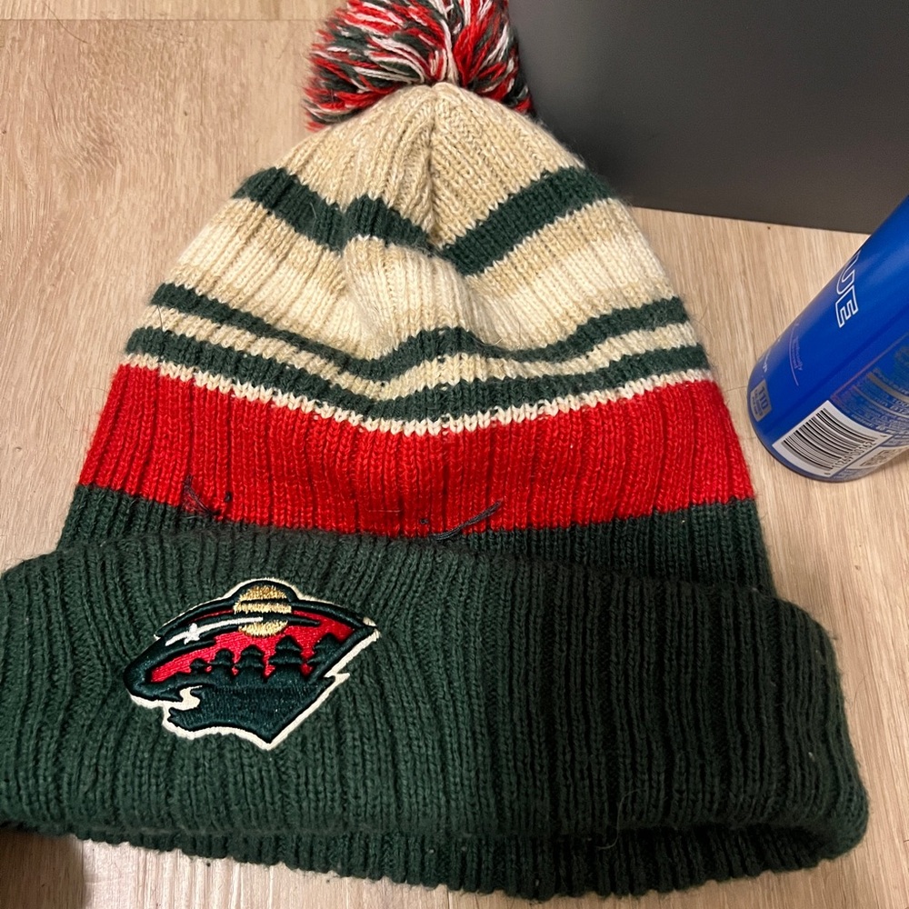 Minnesota Wild Knit Beanie - Green, Red, Cream